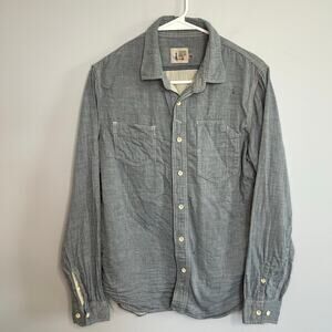 Howe Men’s Blue Button Down Long Sleeve Cotton Casual Shirt Size Medium